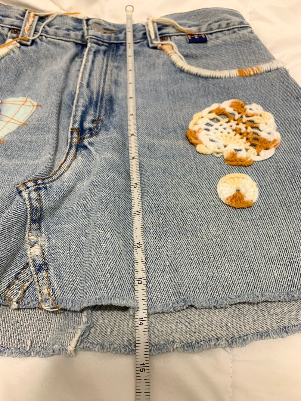 Levi's Light Blue Denim Mini Skirt with Colorful Patchwork from Japan - Picture 10 of 10